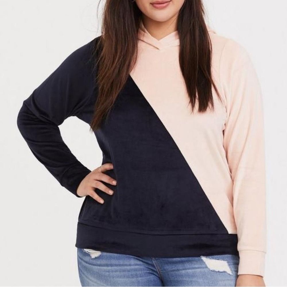 torrid Black & Blush Diagonal Colorblock Hoodie